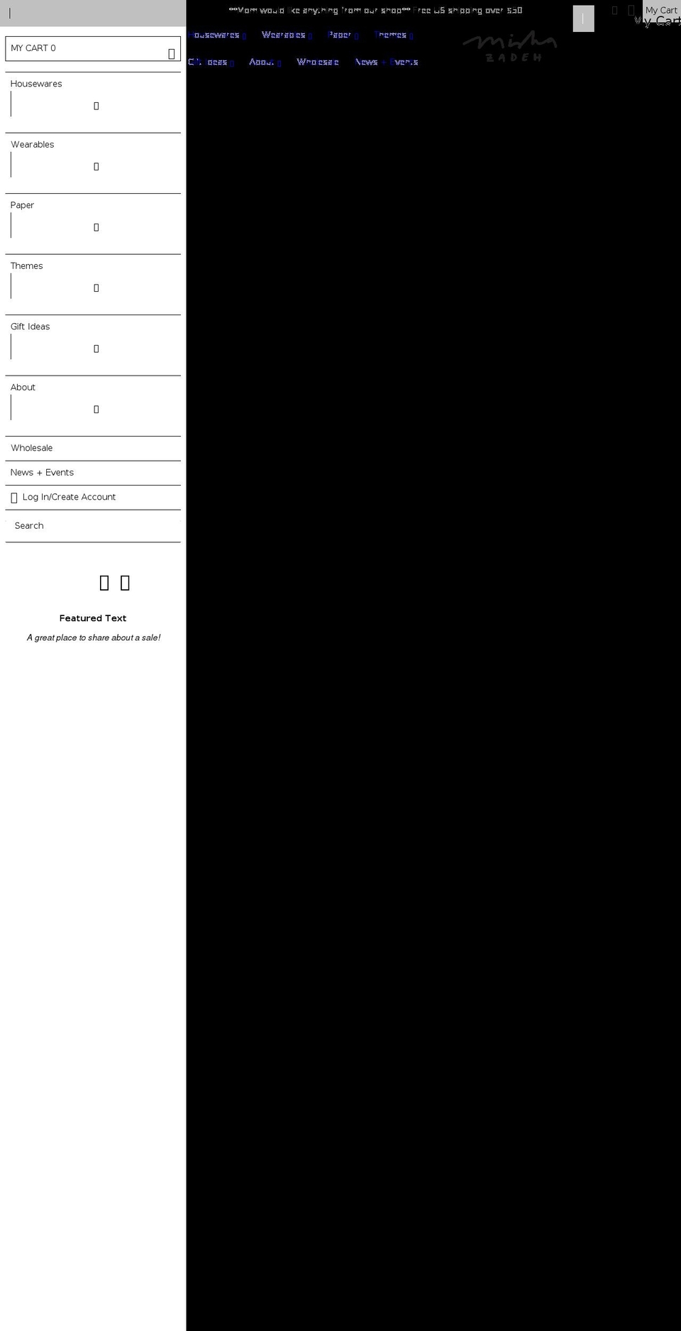 mishazadeh.com shopify website screenshot