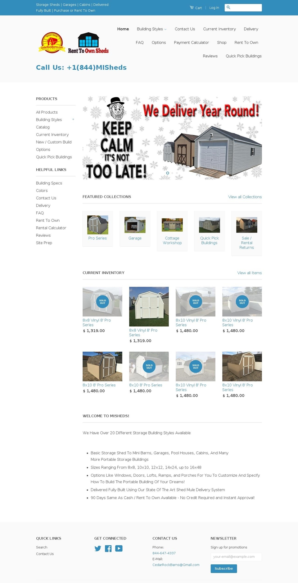 misheds.com shopify website screenshot