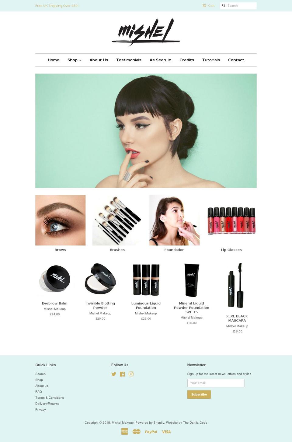 mishelmakeup.com shopify website screenshot