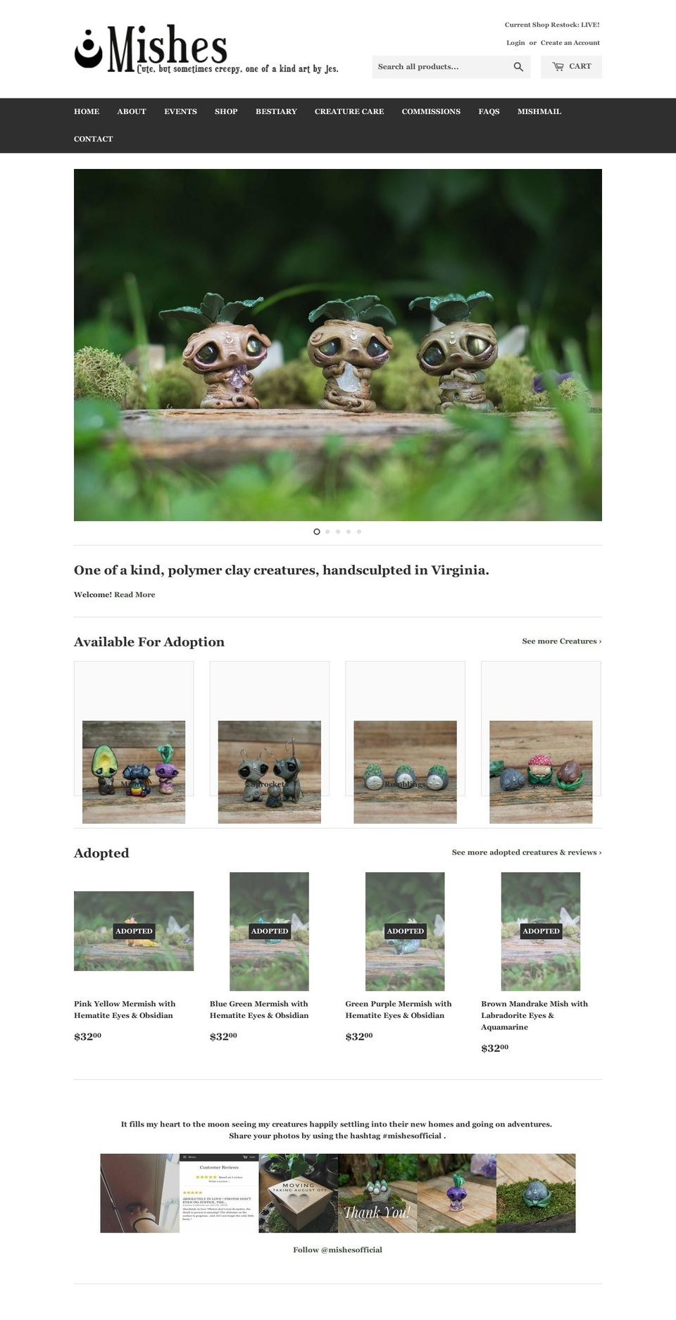 mishesofficial.com shopify website screenshot
