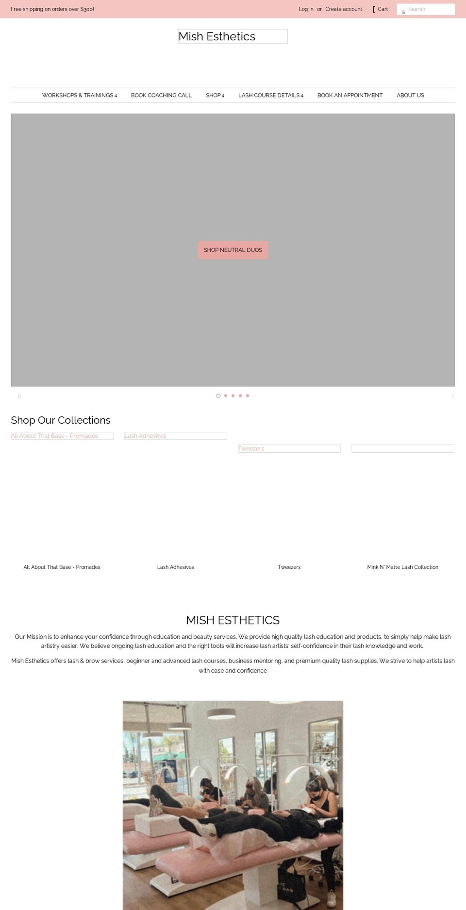 mishesthetics.com shopify website screenshot