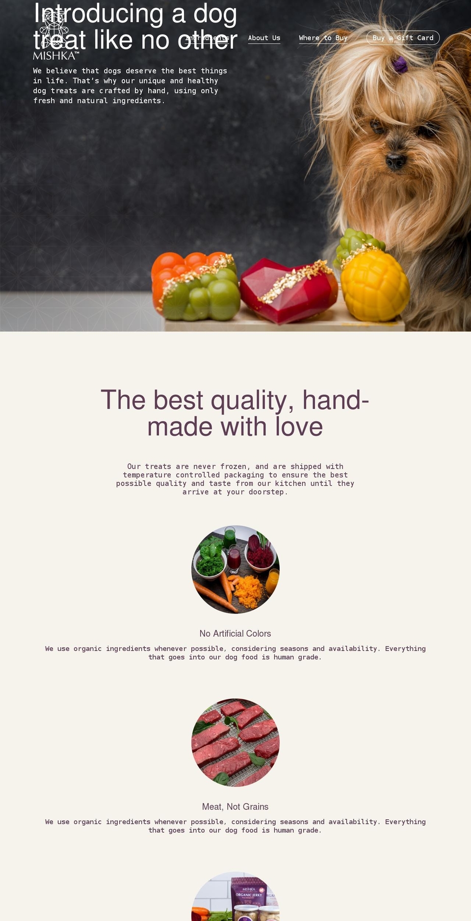 mishkacakes.com shopify website screenshot