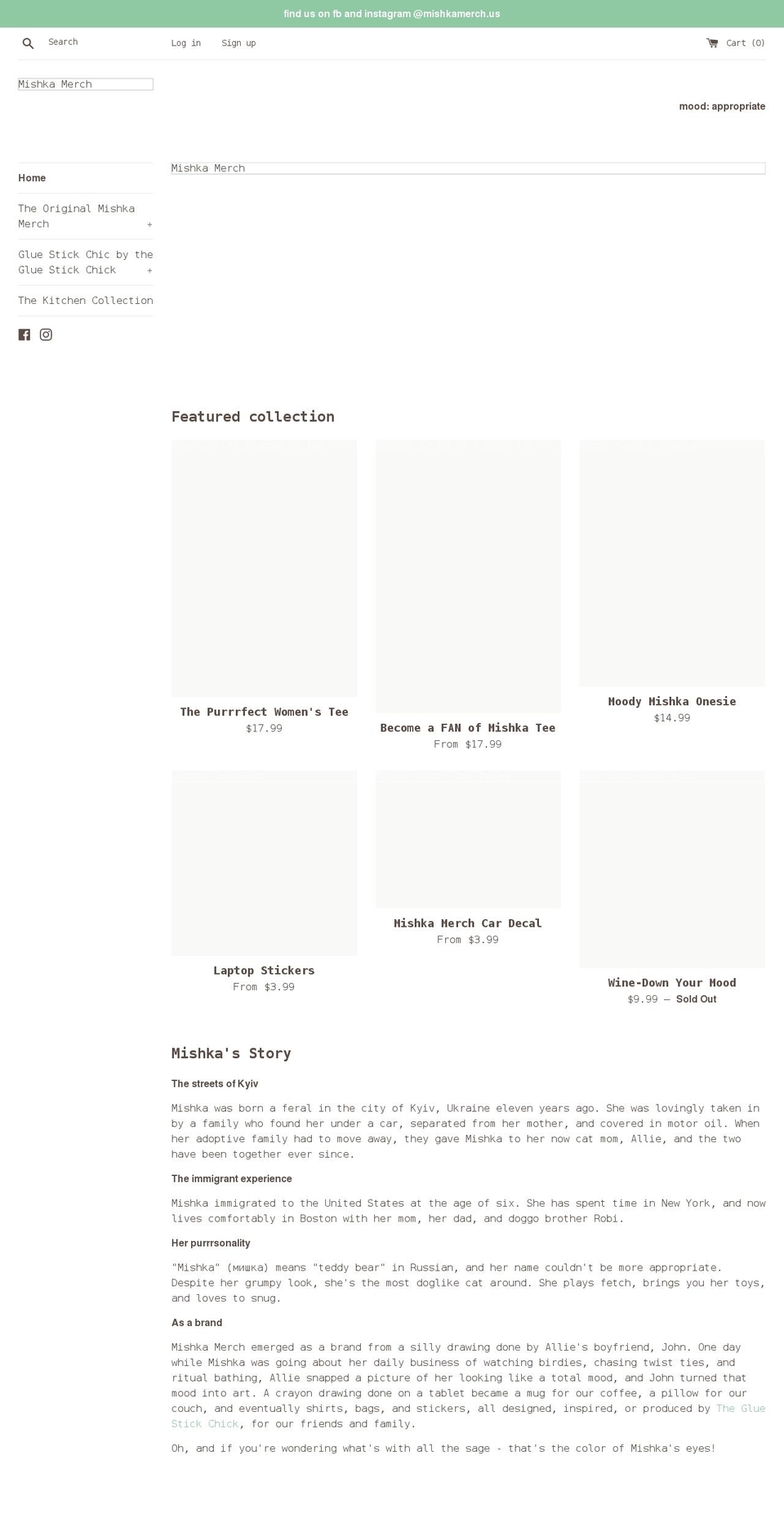 mishkamerch.com shopify website screenshot