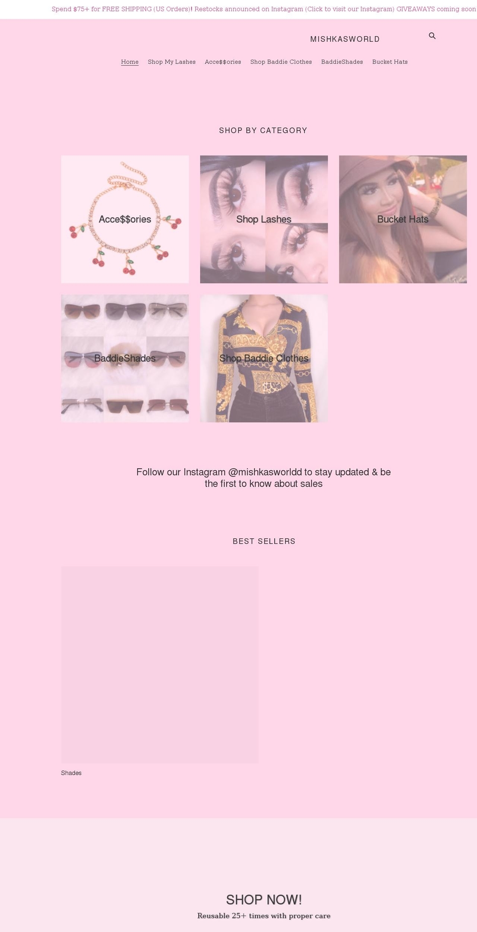 mishkasworld.com shopify website screenshot