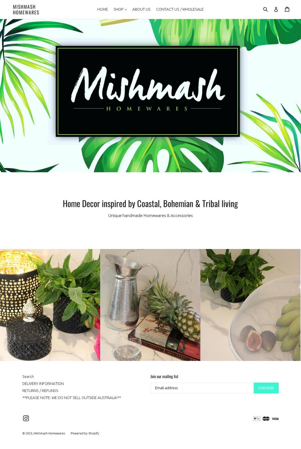 mishmashhomewares.com shopify website screenshot