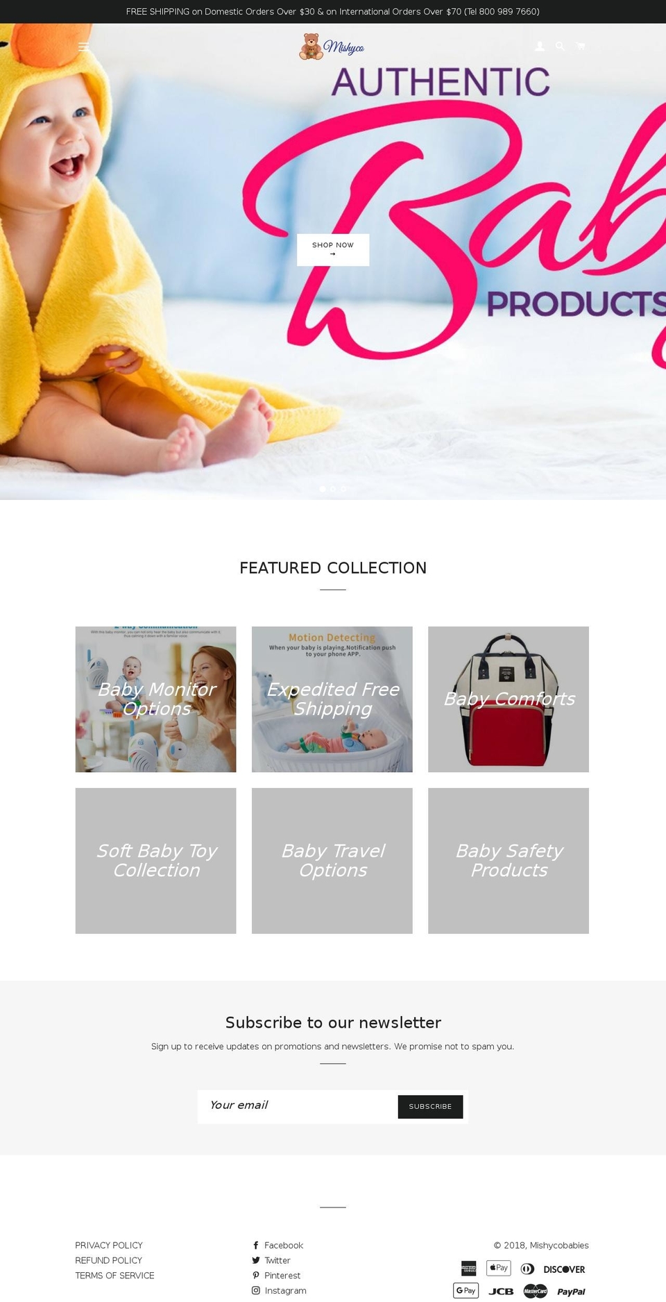 mishycobabies.com — Shopify storefront screenshot