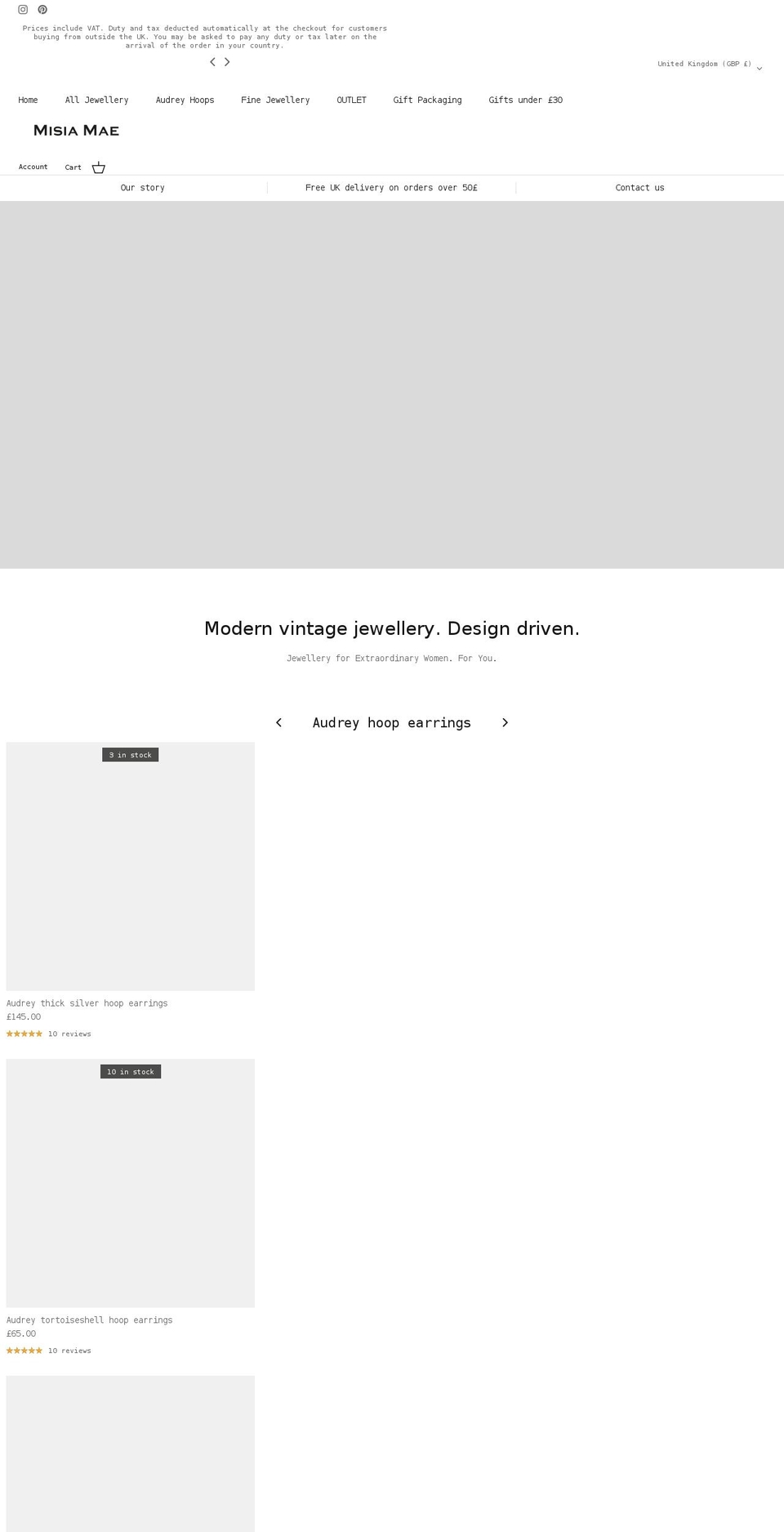 misiamae.com shopify website screenshot