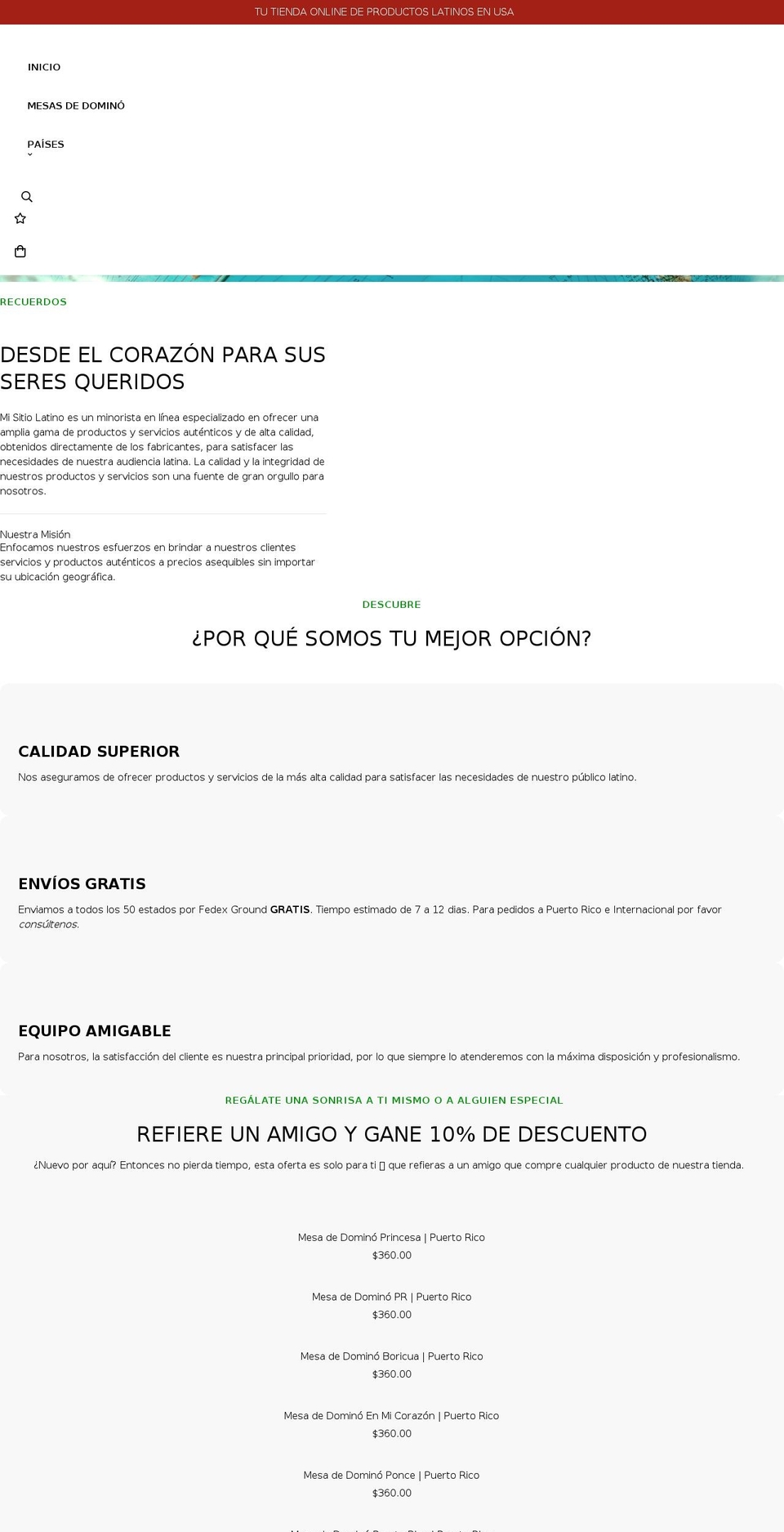 misitiolatino.com shopify website screenshot