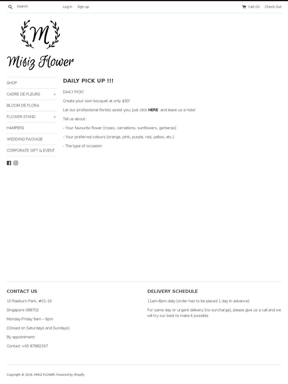 misizflowergroup.com — Shopify storefront screenshot