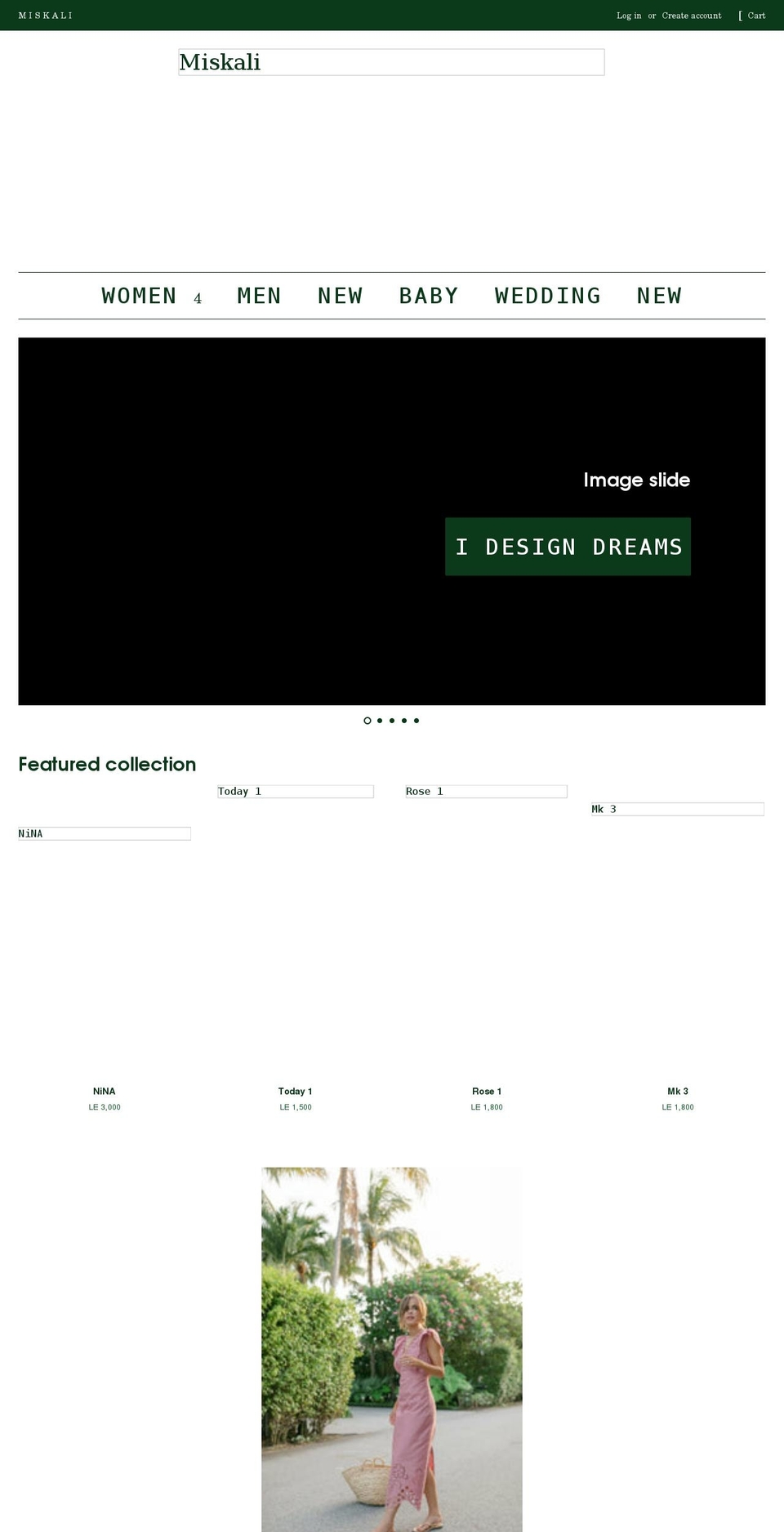 miskali.com shopify website screenshot