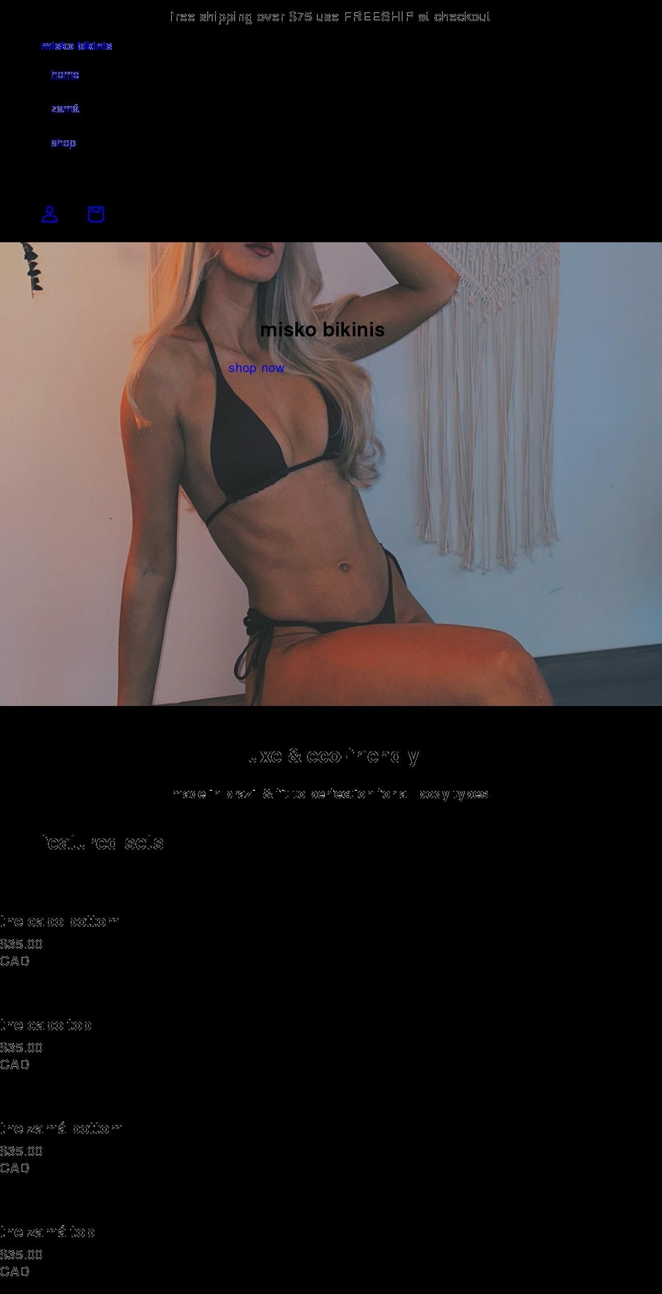 miskobikinis.com shopify website screenshot