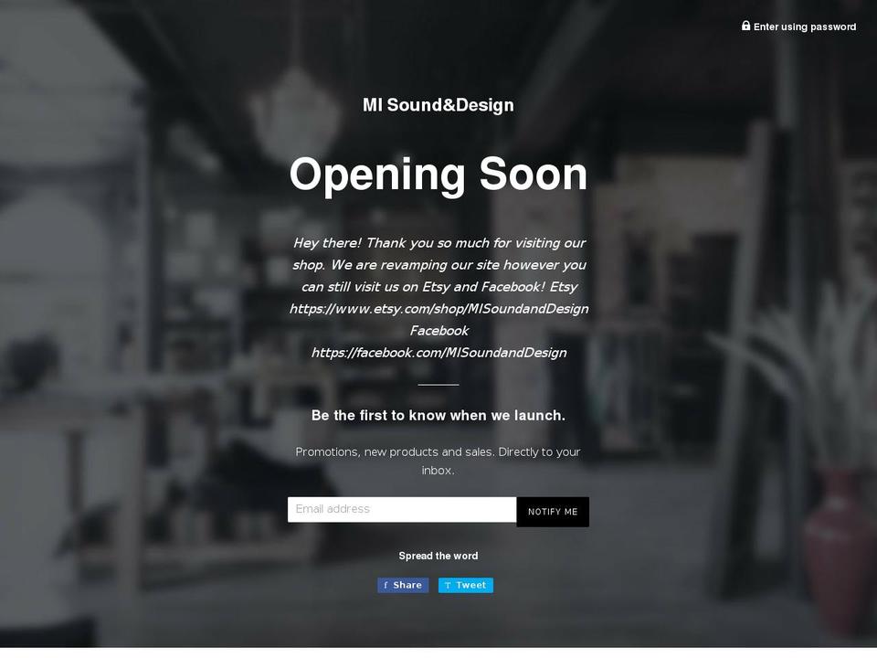 misoundanddesign.com shopify website screenshot