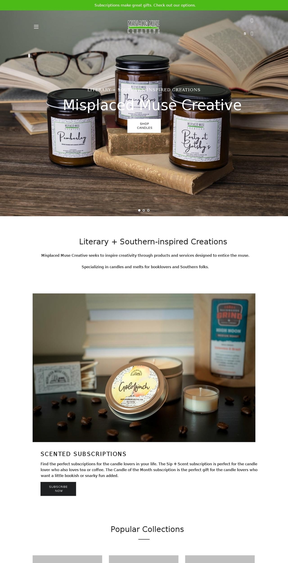 misplacedmusecreative.com shopify website screenshot
