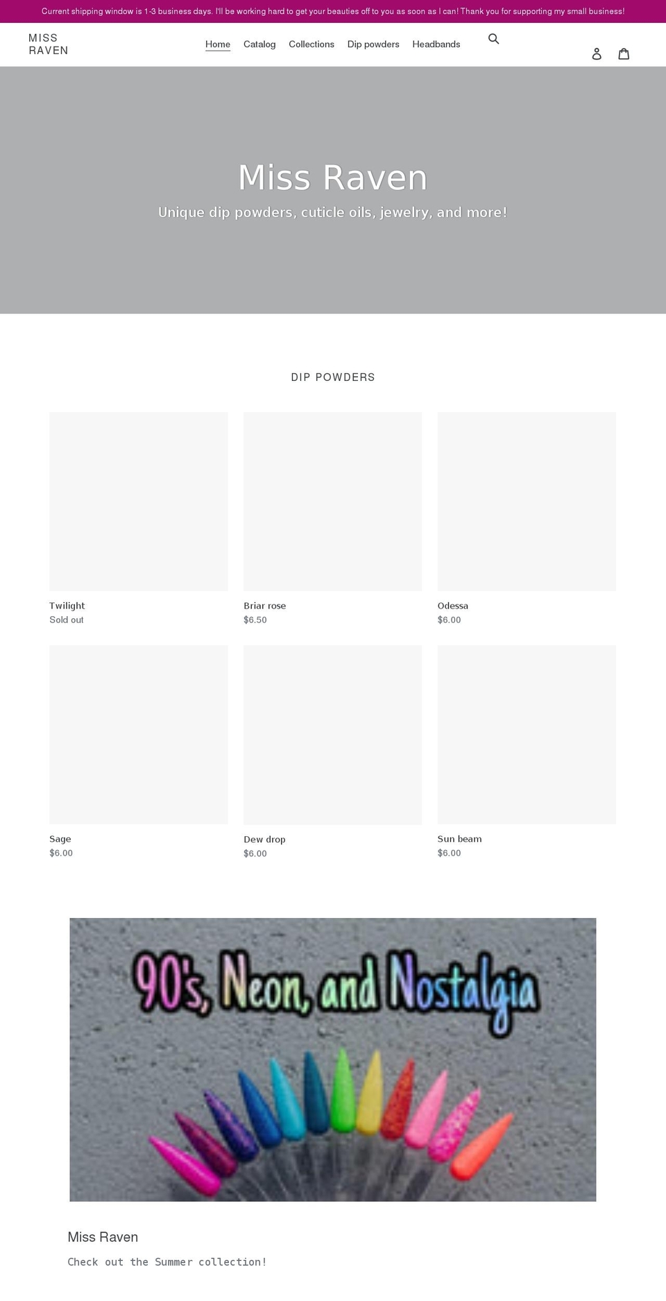 miss-raven.com shopify website screenshot