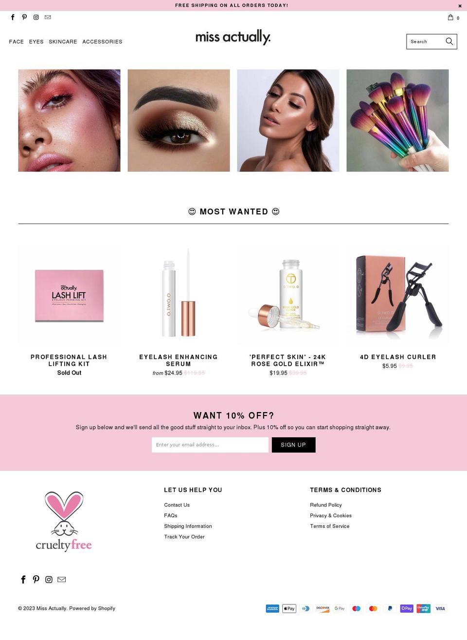 missactually.com shopify website screenshot