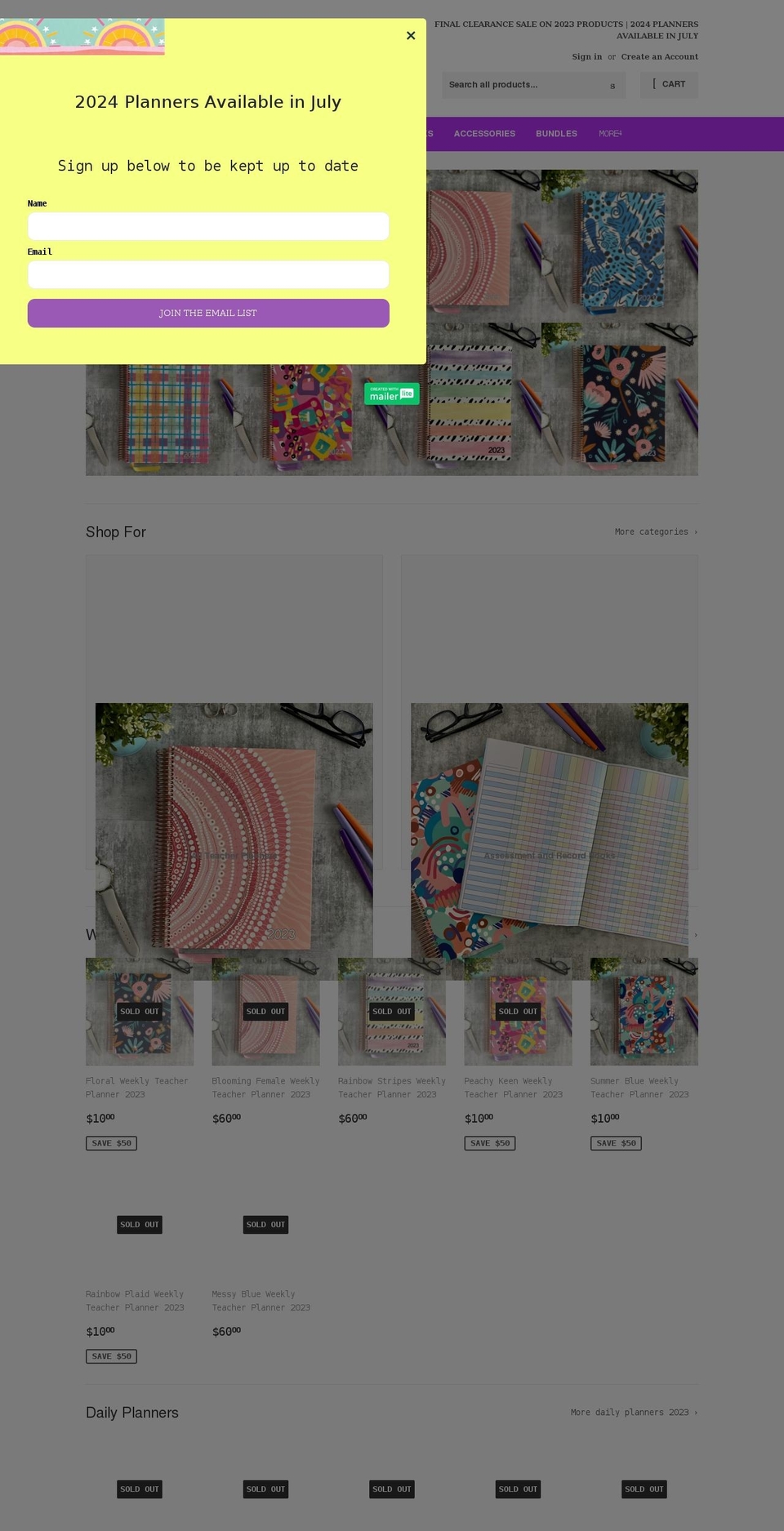 missamandakate.com shopify website screenshot