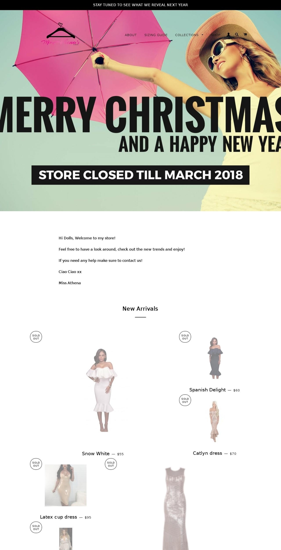 missathenascloset.com — Shopify storefront screenshot