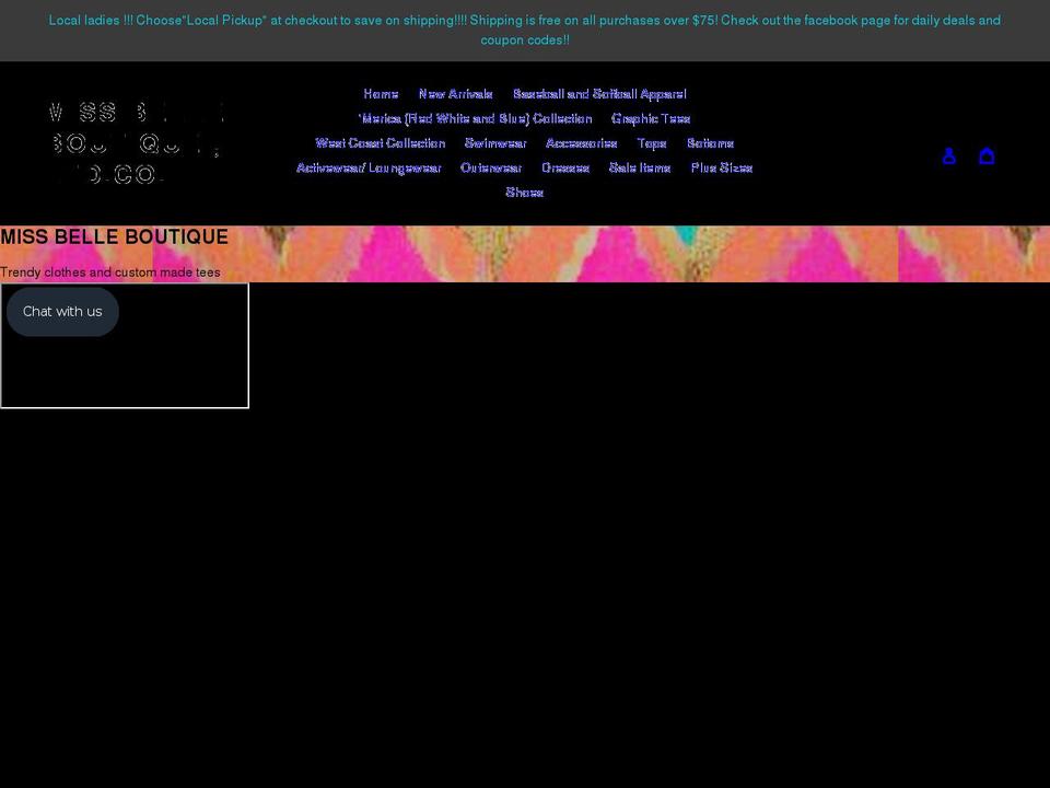 missbelleboutique.com shopify website screenshot