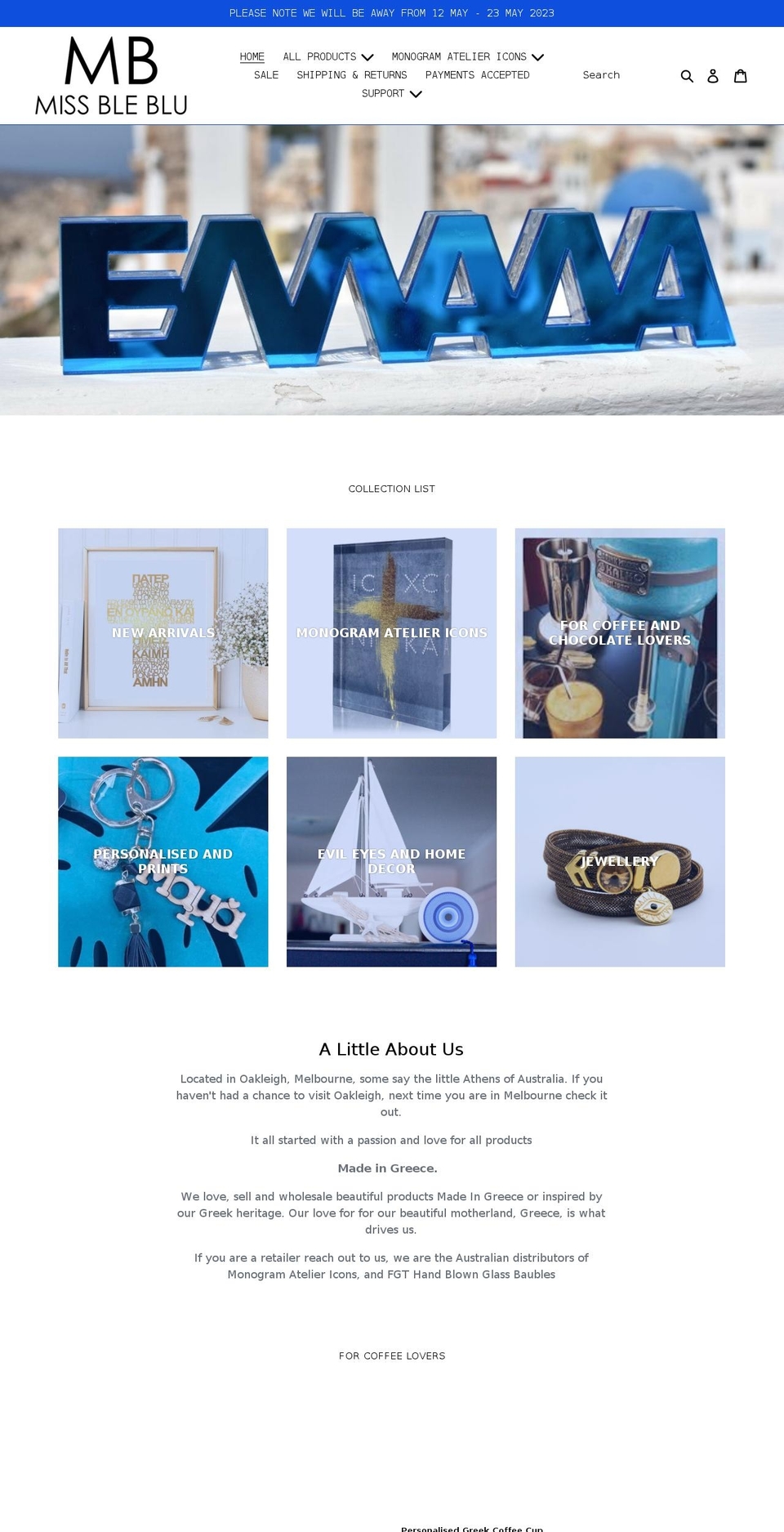 missbleblu.com shopify website screenshot