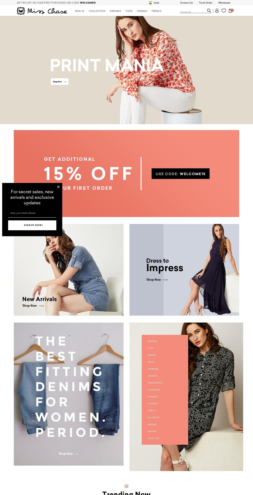 misschase.com shopify website screenshot
