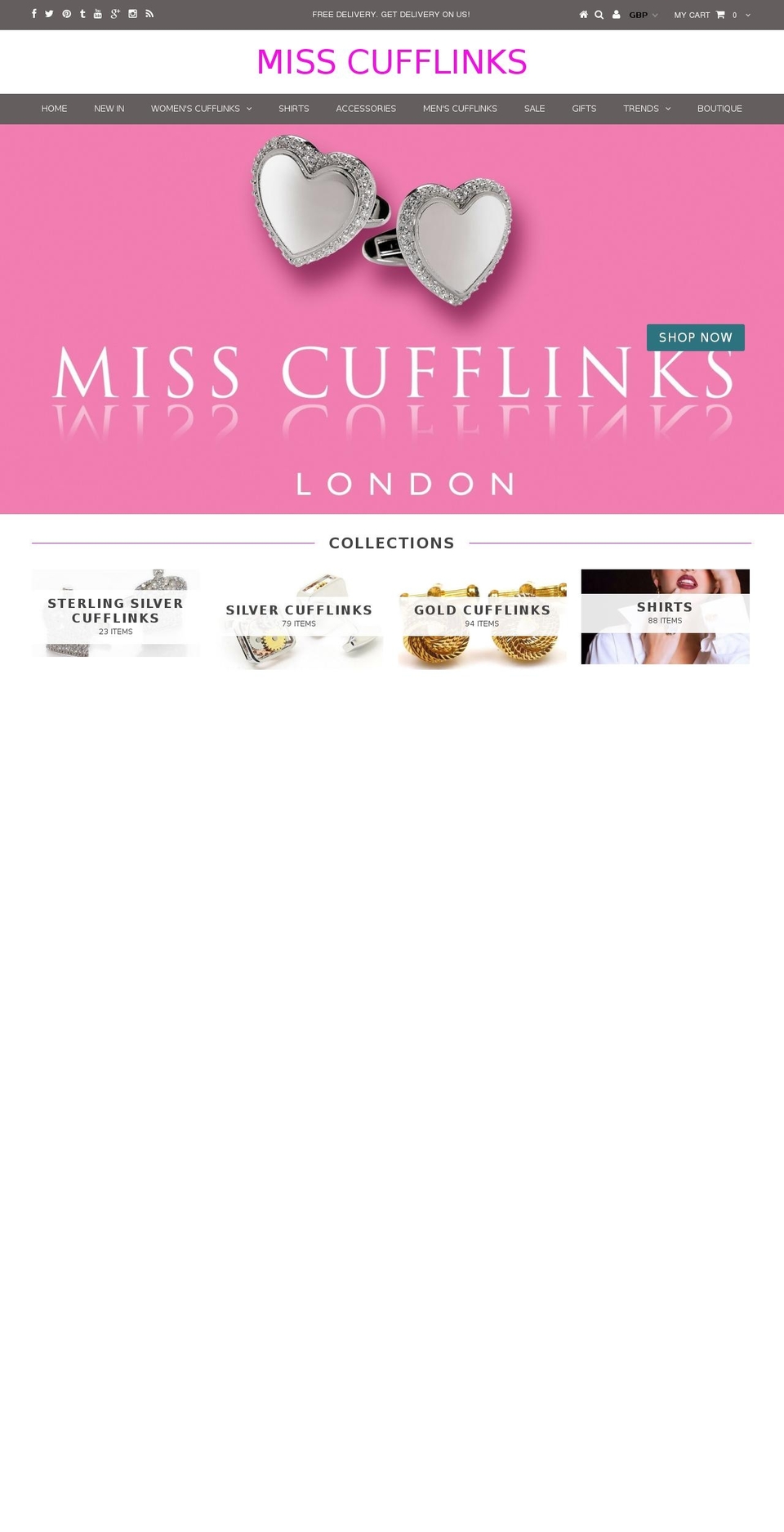 misscufflinks.com shopify website screenshot