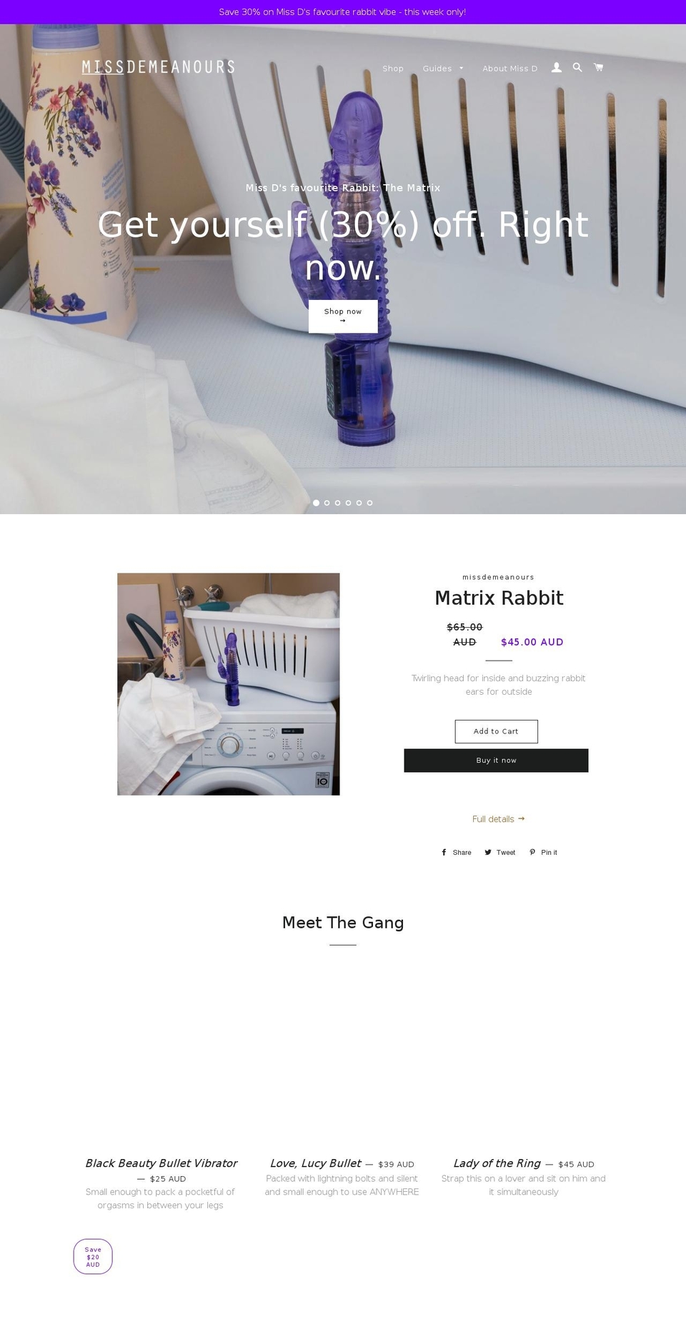 missdemeanours.com — Shopify storefront screenshot