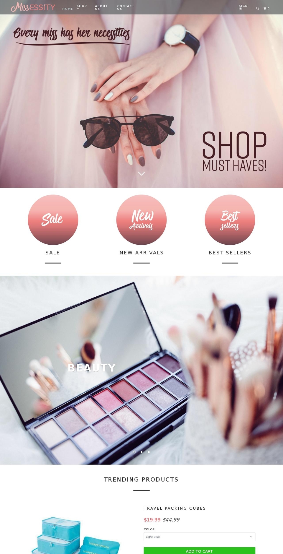 missessity.com — Shopify storefront screenshot