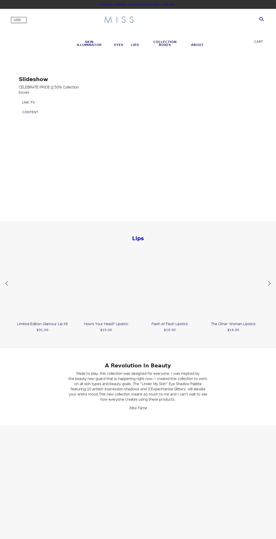 missfamebeauty.com shopify website screenshot