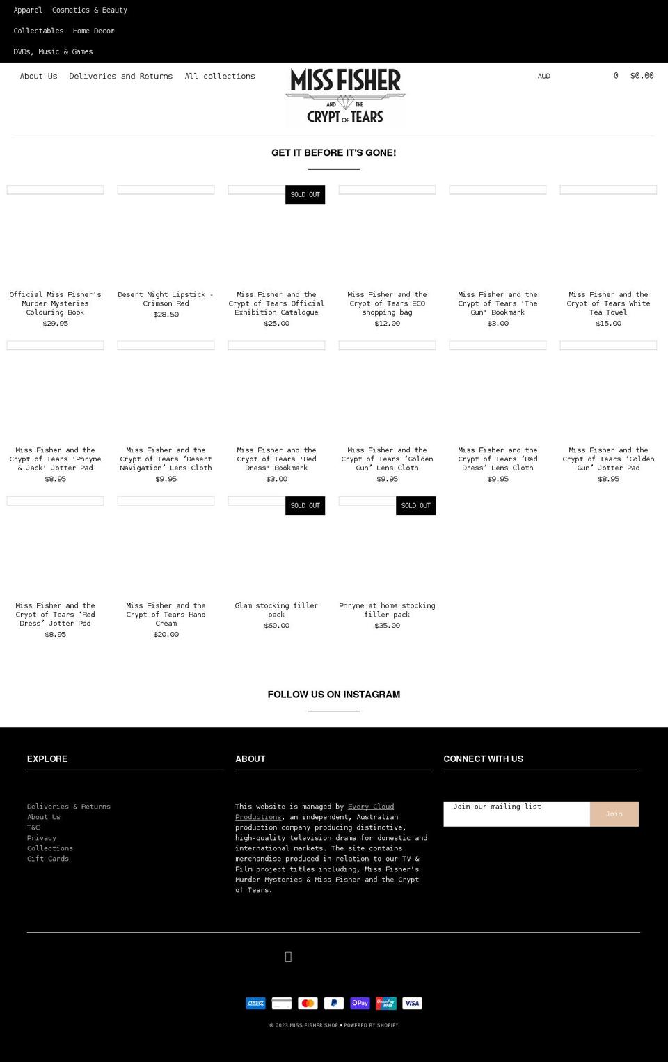 missfishershop.com shopify website screenshot