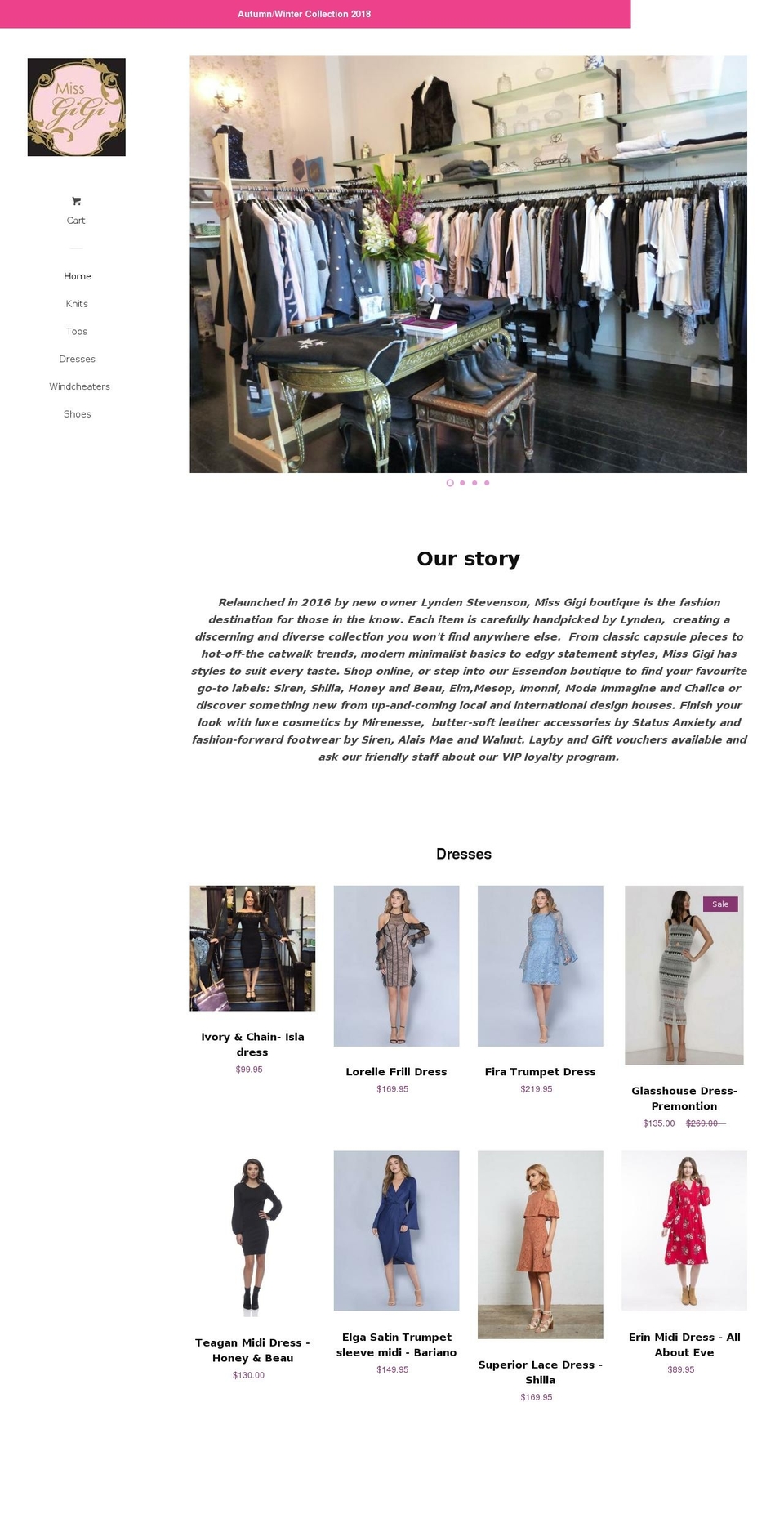 missgigi.com.au shopify website screenshot