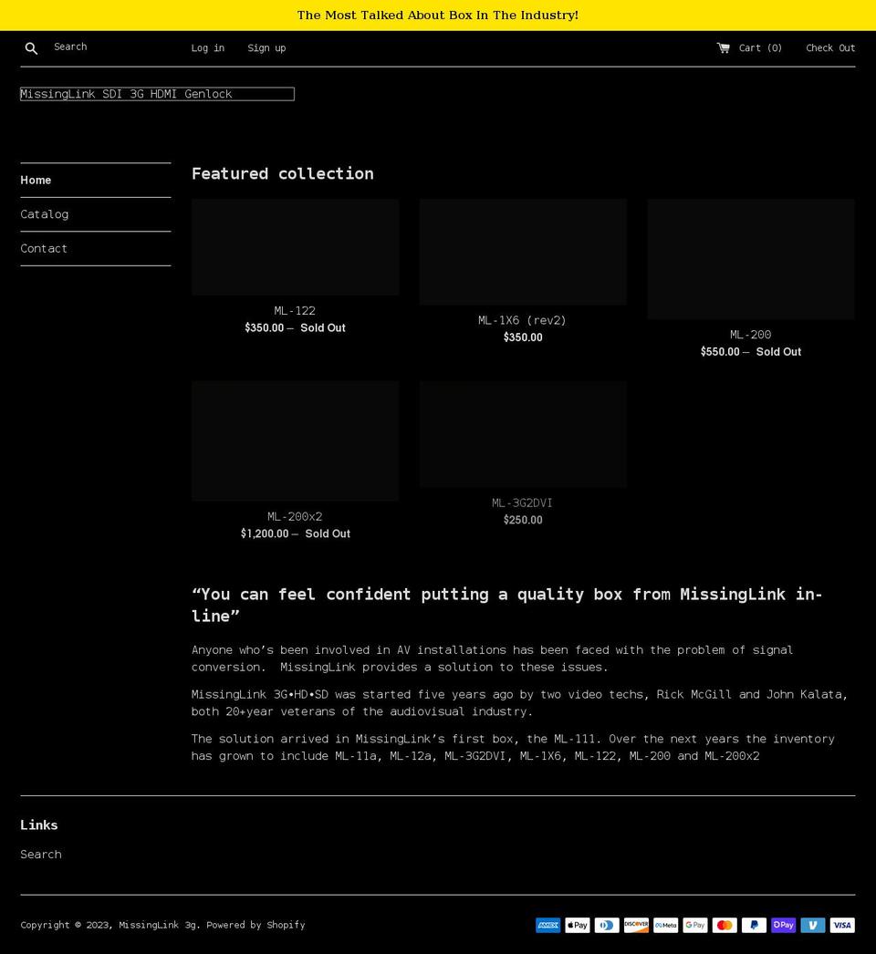 missinglink3g.com shopify website screenshot