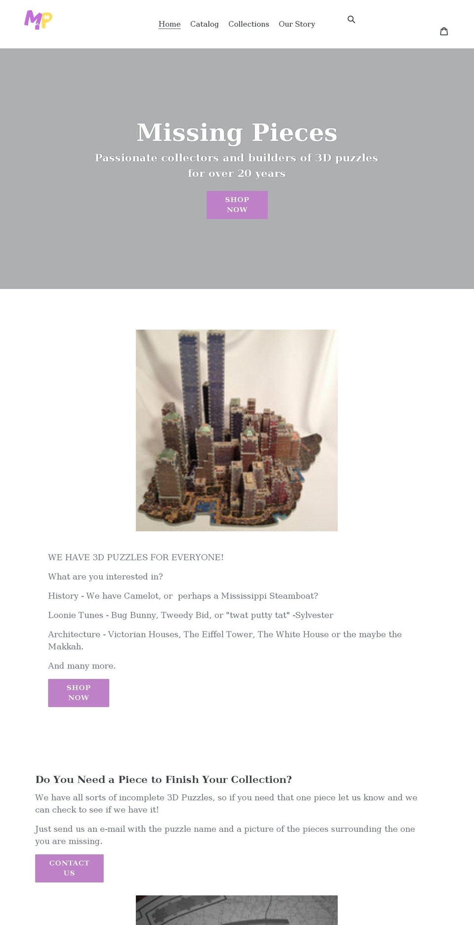 missingpieces.ca shopify website screenshot
