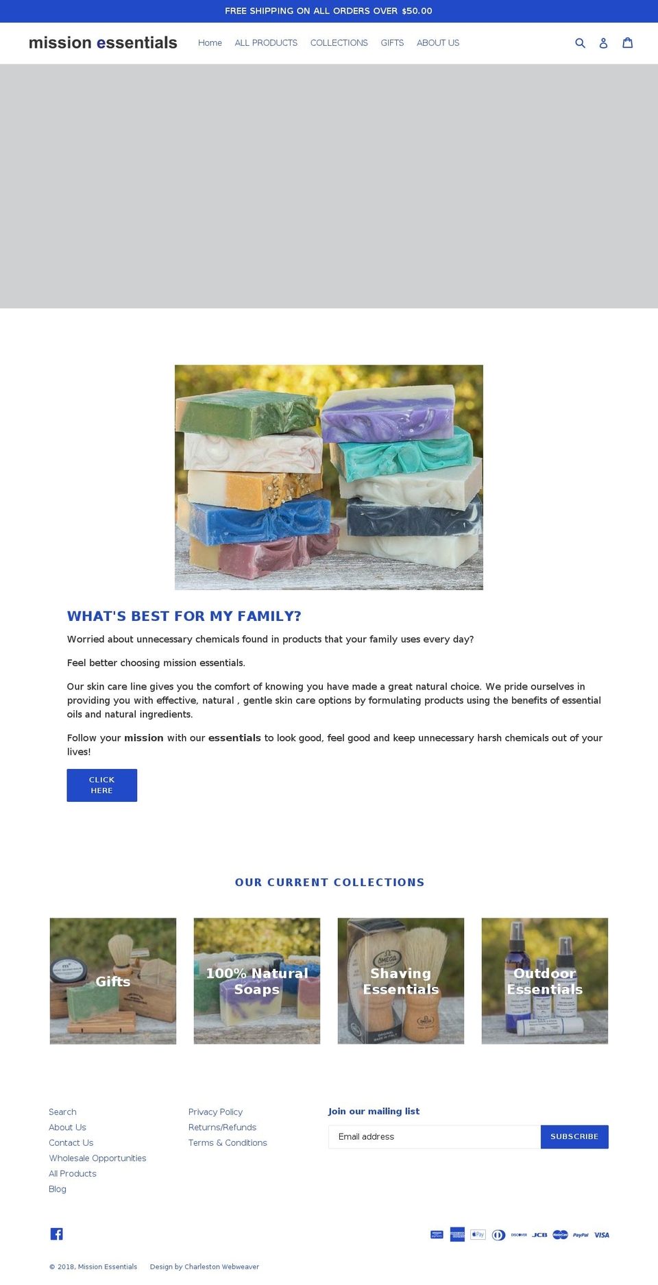 mission-essentials.org shopify website screenshot