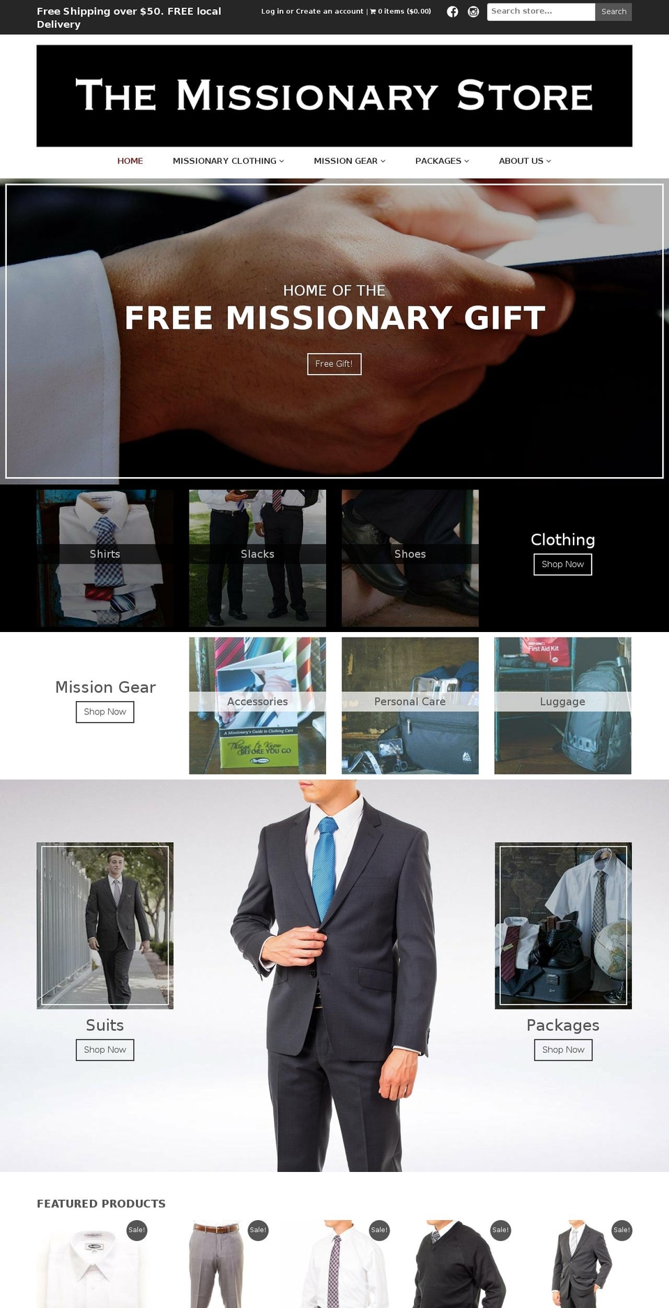 missionary.clothing shopify website screenshot