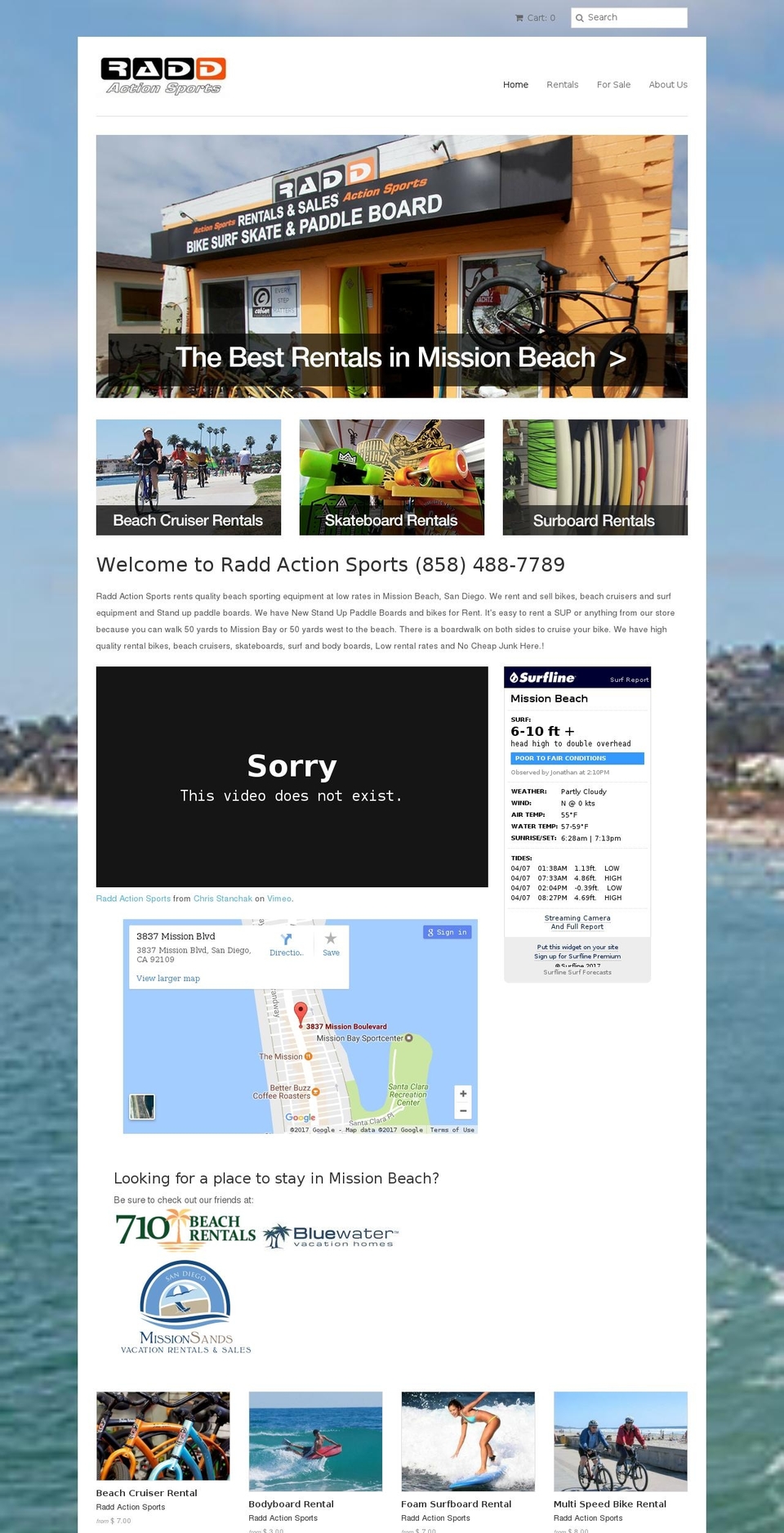 missionbeachbikeandsurfrentals.com shopify website screenshot