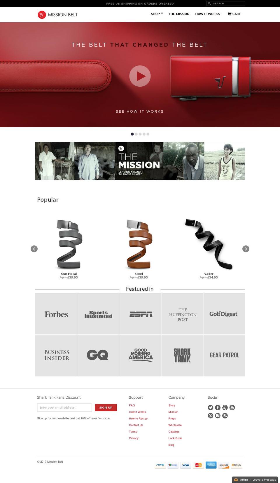 missionbelt.be shopify website screenshot