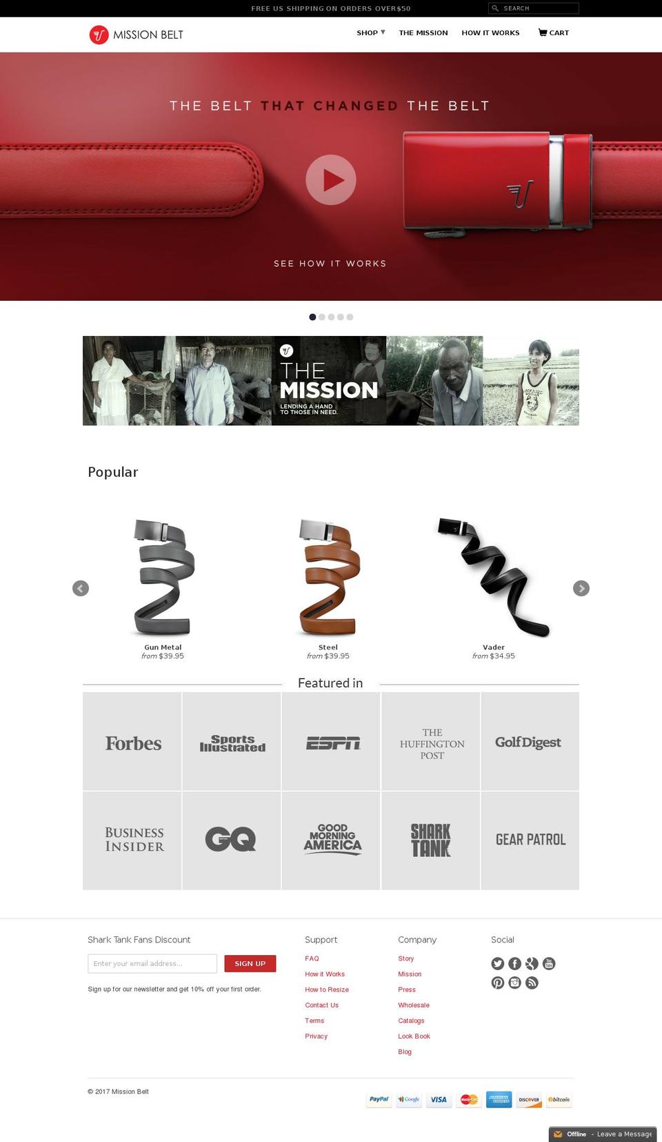 Mobilia Shopify theme site example missionbelt.com