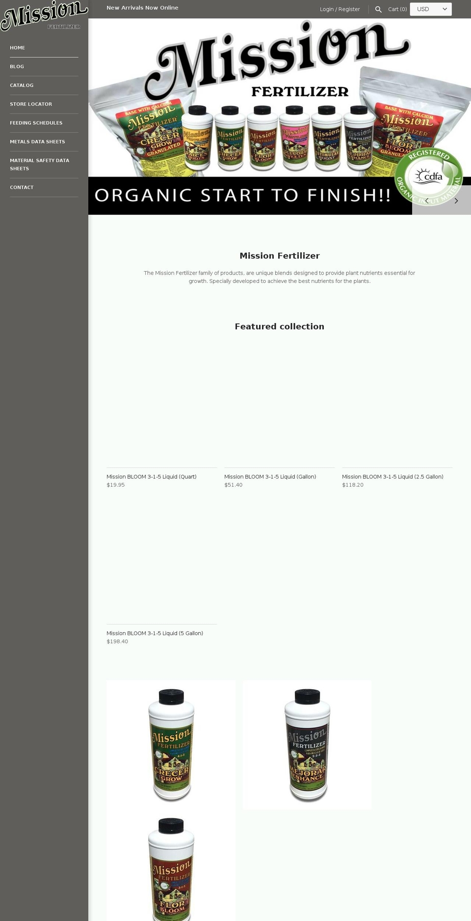 missionfertilizerproducts.com — Shopify storefront screenshot