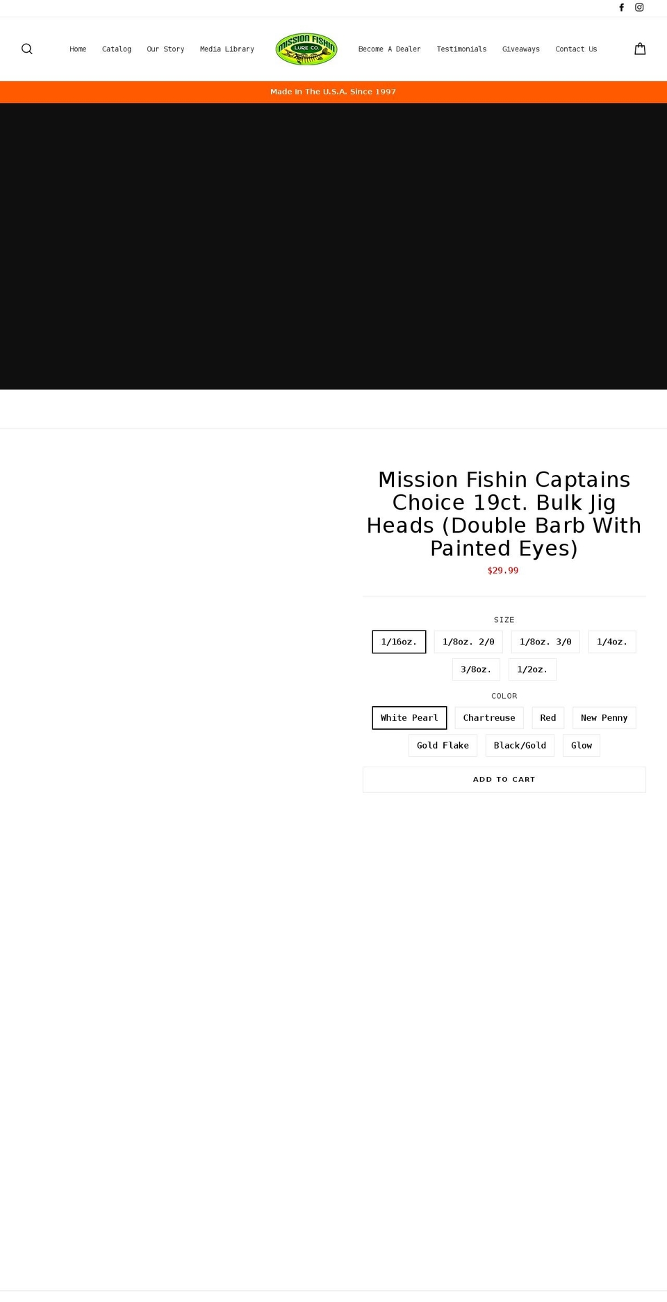 missionfishinlures.com shopify website screenshot
