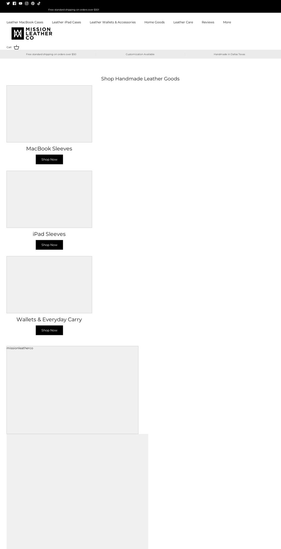 th Quarter Shopify theme site example missionleatherco.com