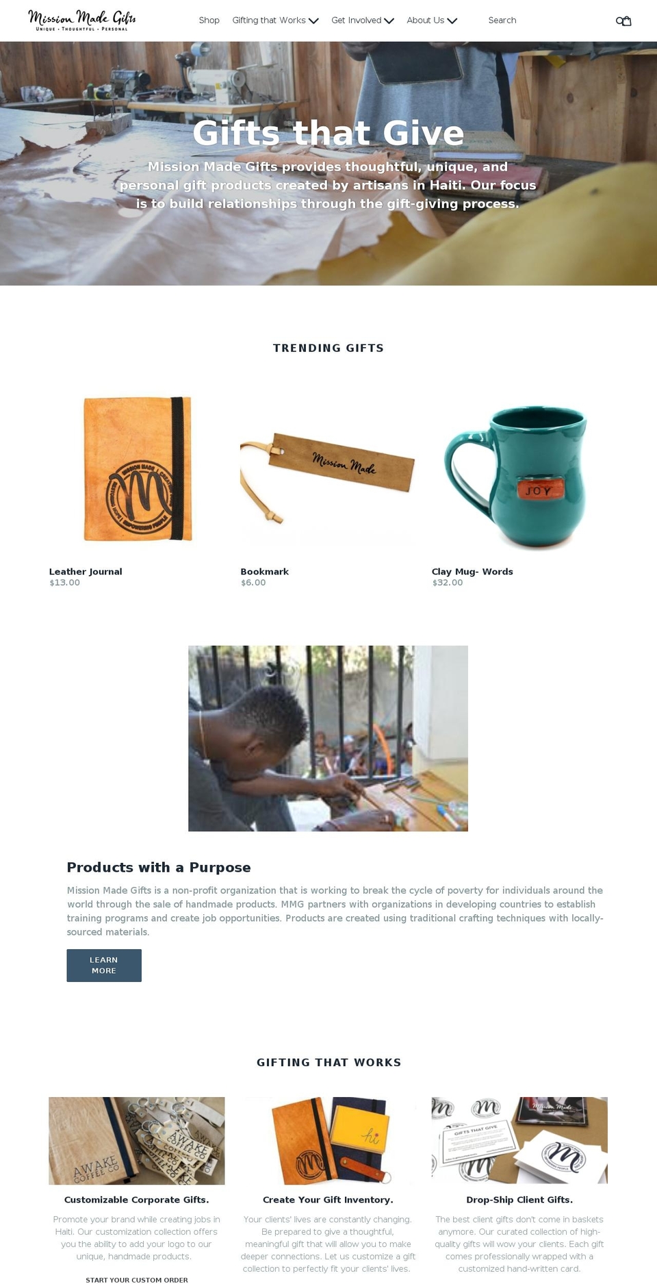 missionmadegifts.com — Shopify storefront screenshot