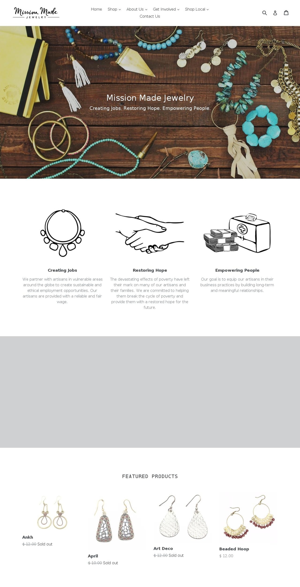 missionmadejewelry.com shopify website screenshot