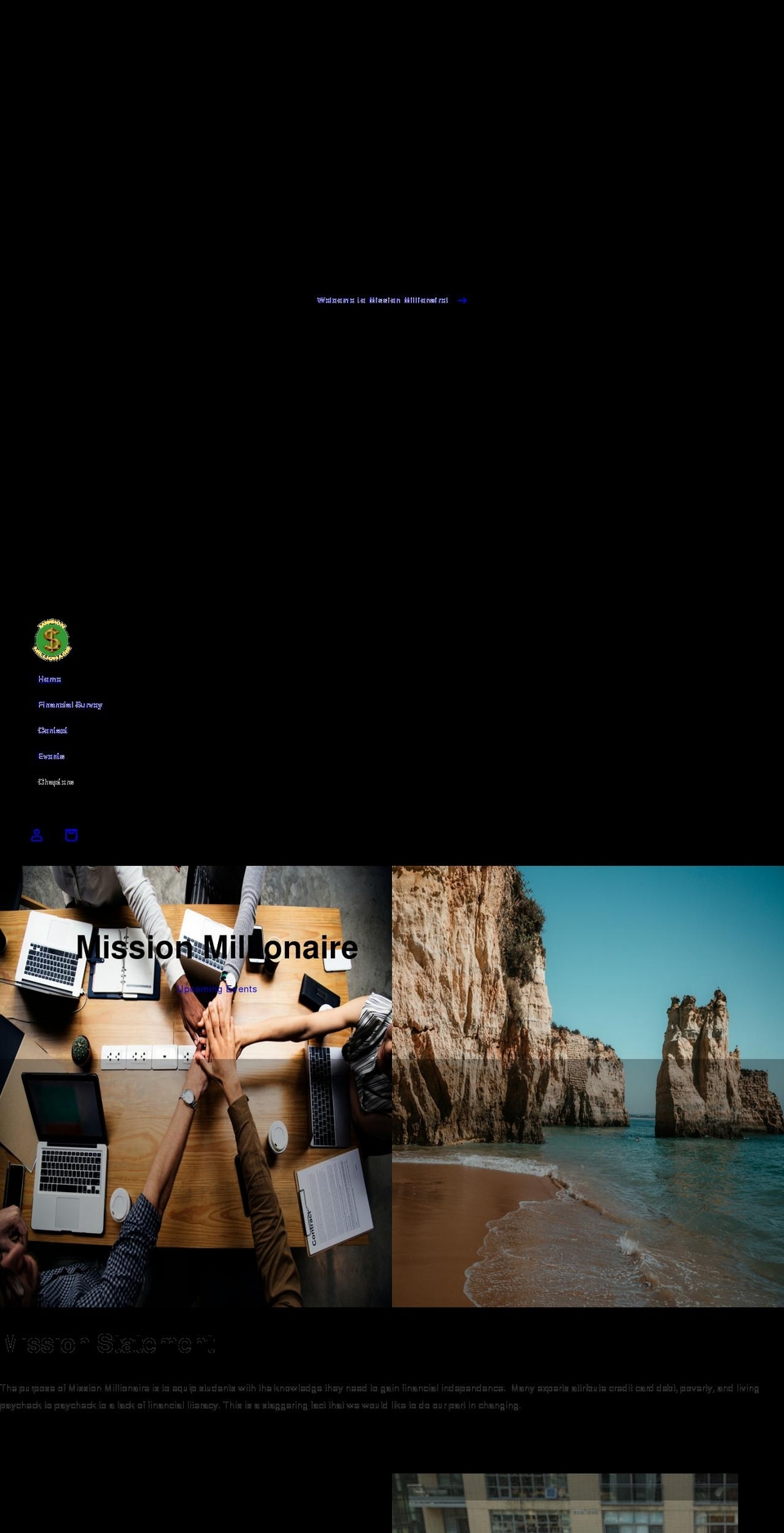 missionmillionaire.org shopify website screenshot