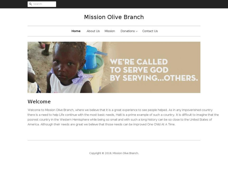 missionolivebranch.org shopify website screenshot