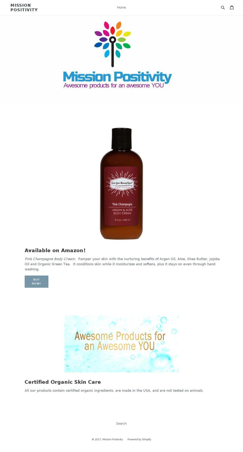 missionpositivity.com shopify website screenshot