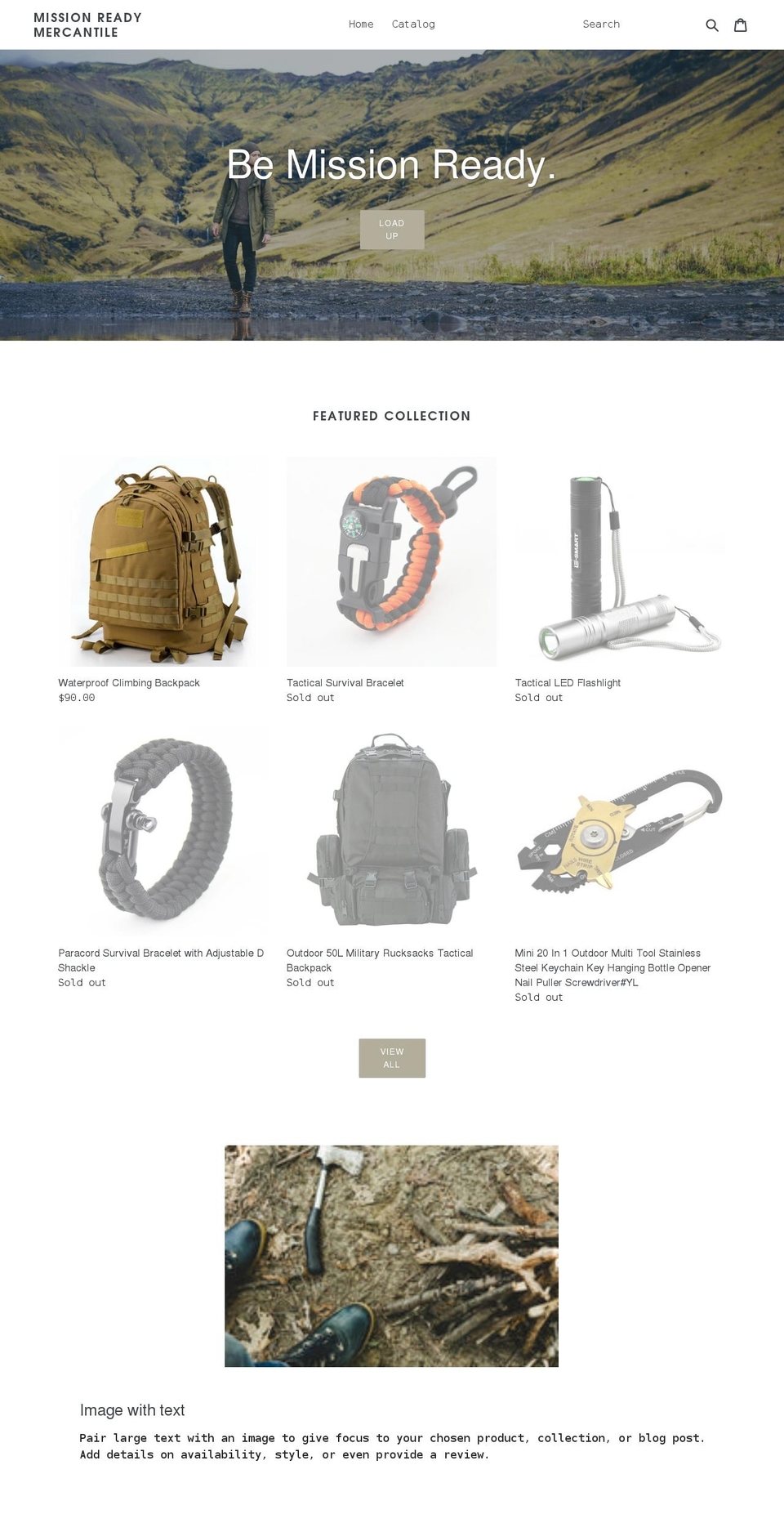 missionreadymercantile.com shopify website screenshot