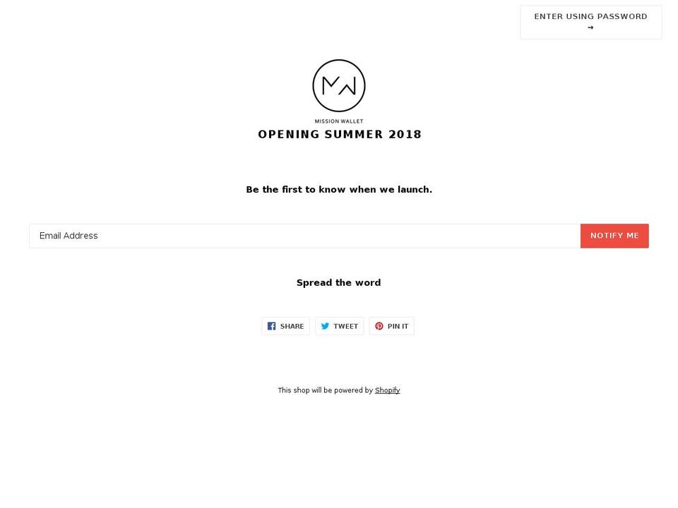 Birch Shopify theme site example missionwallet.com