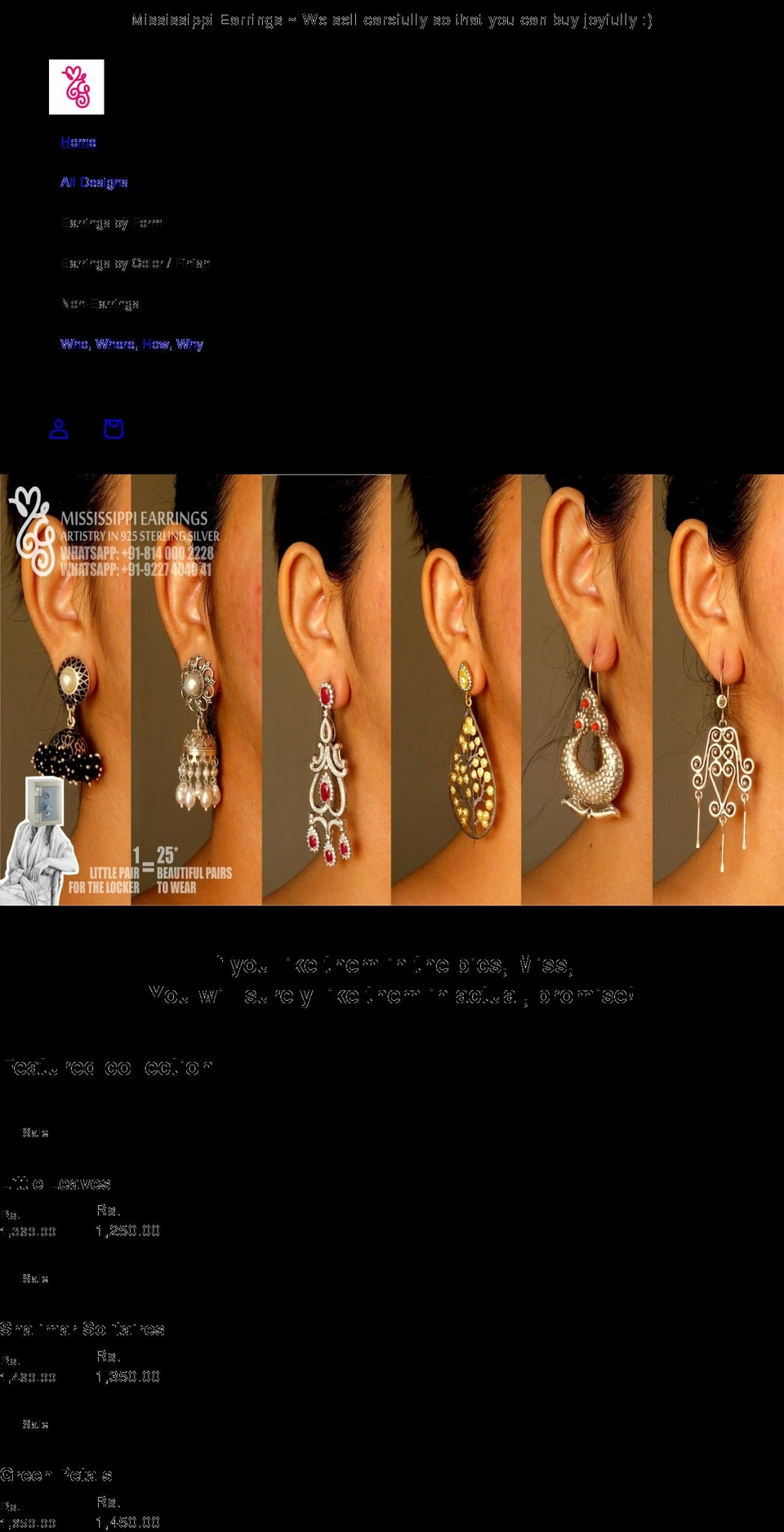 mississippiearrings.com shopify website screenshot