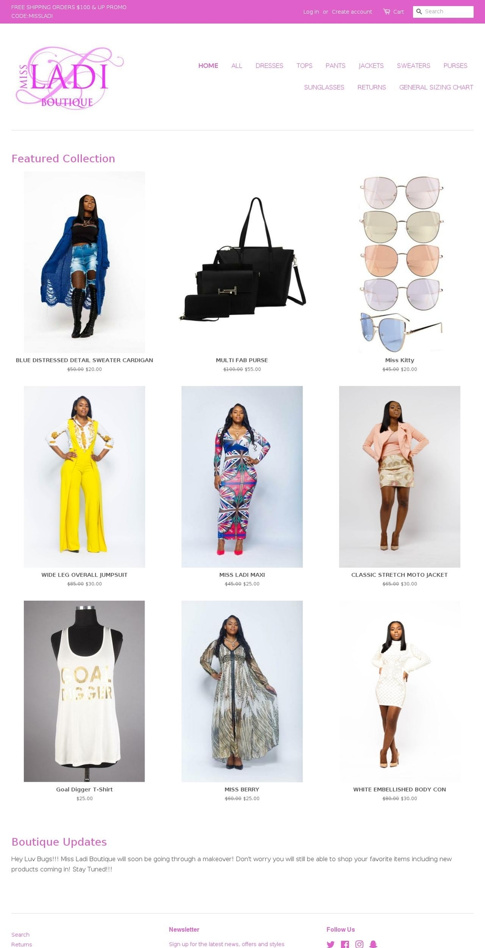missladiboutique.com — Shopify storefront screenshot