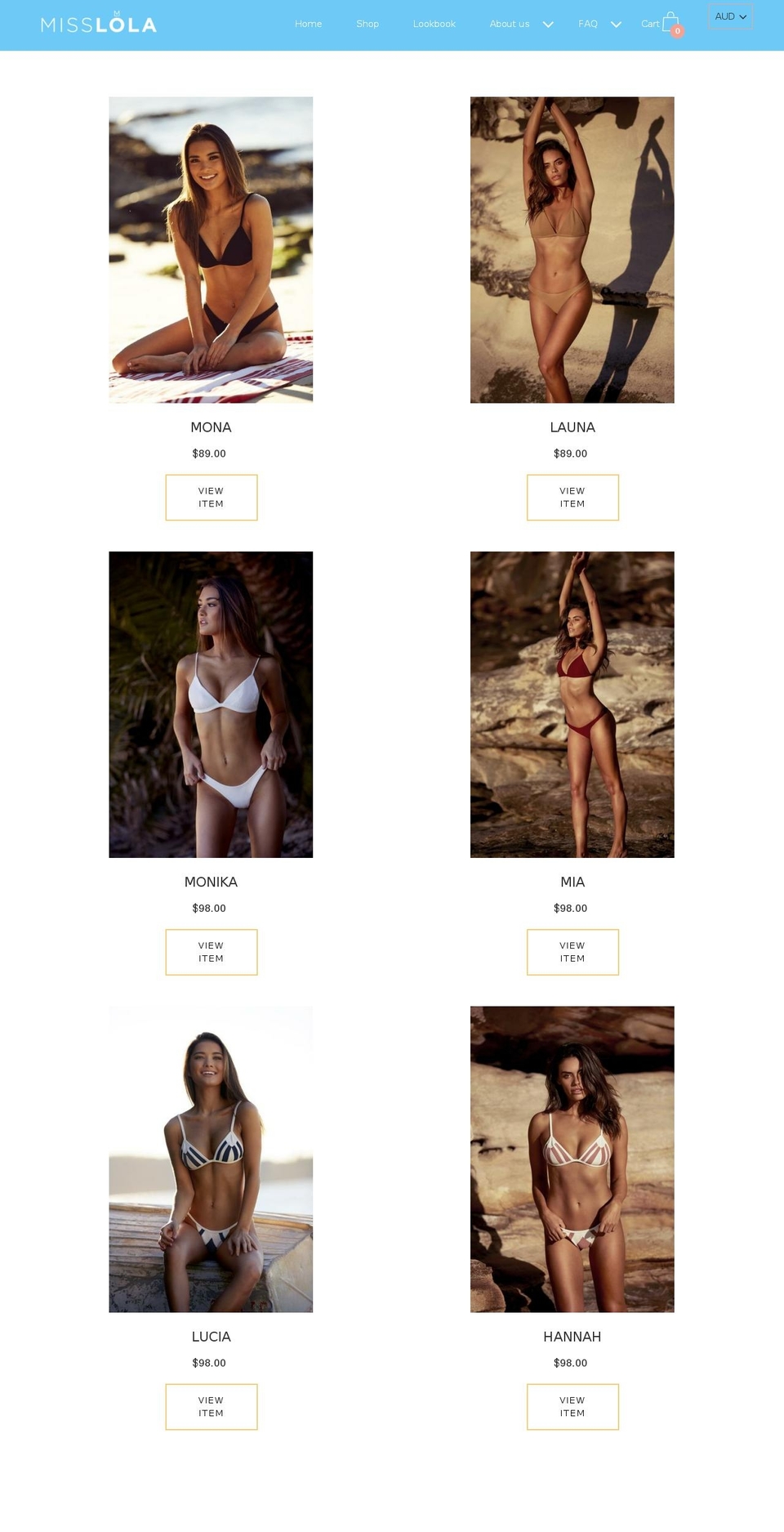 misslolaswimwear.com shopify website screenshot